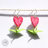 Boucles d'oreilles cœurs et grues