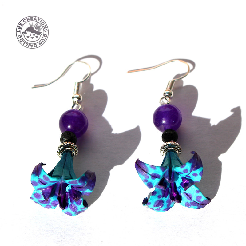 Boucles d'oreilles lys et perles