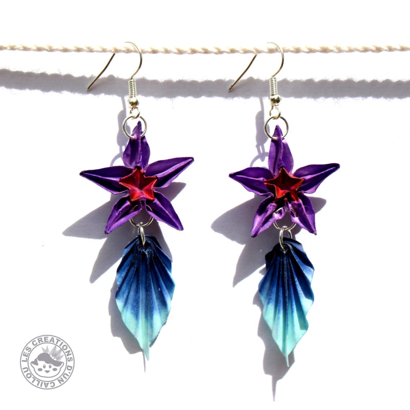 Boucles d'oreilles fleurs feuilles