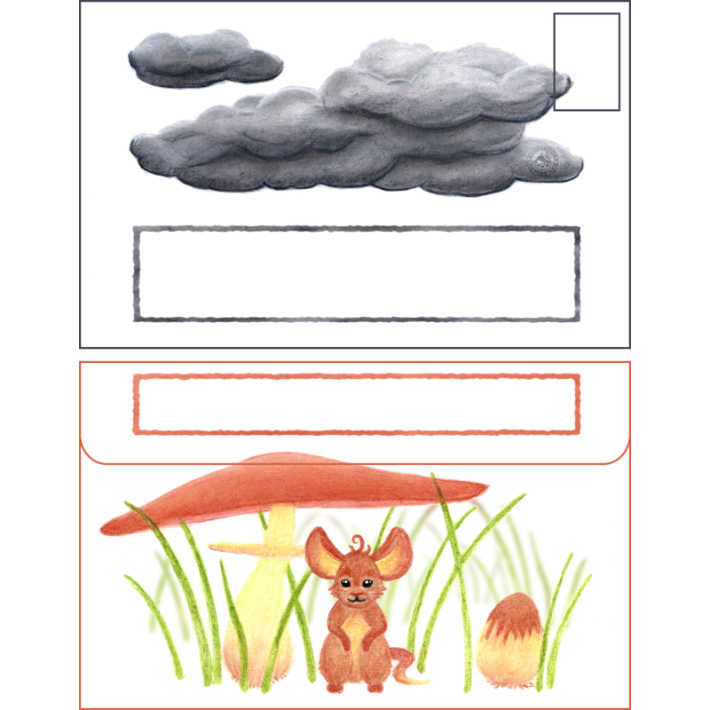 Enveloppe souris et champignon