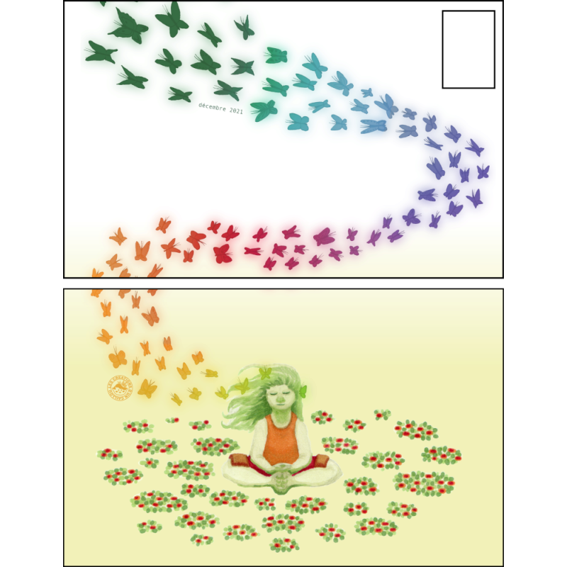 Enveloppe méditation et papillons