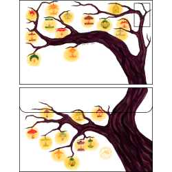 Enveloppe lanternes colorées