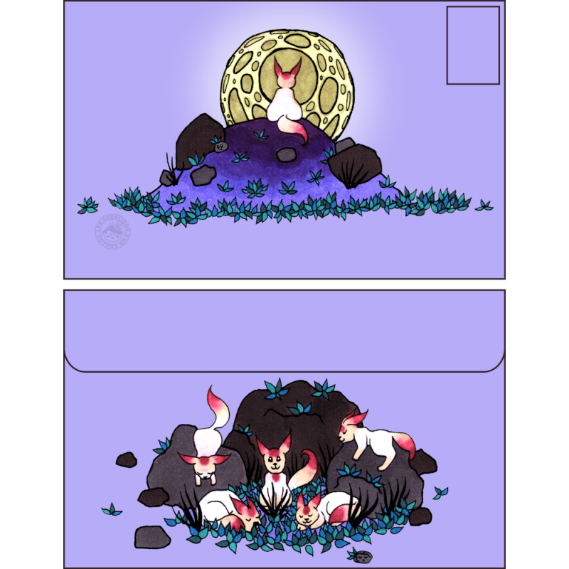 Enveloppe canidés au clair de lune