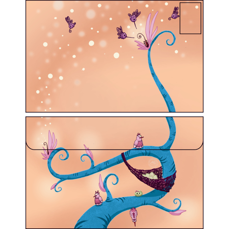 Enveloppe arbre bleu