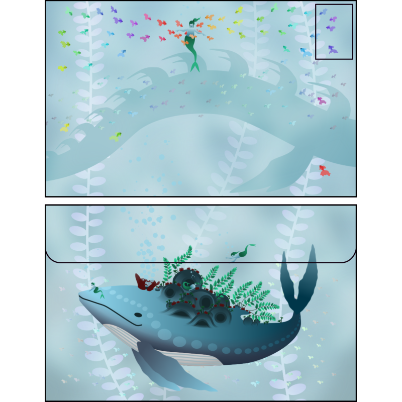 Enveloppe baleine et sirènes