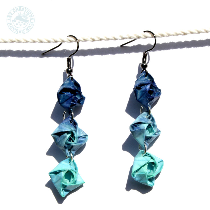Boucles d'oreilles roses bleues