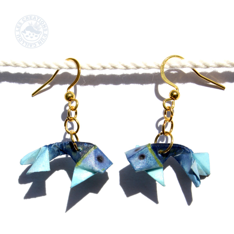 Boucles d'oreilles poissons bleus
