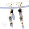 Boucles d'oreilles coquillages tricolores niveaux de gris