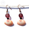 Boucles d'oreilles coquillages et perles roses
