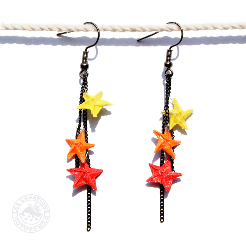 Boucles d'oreilles chaînette d'étoiles