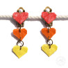 Clips d'oreilles coeurs rouge oranges et jaunes