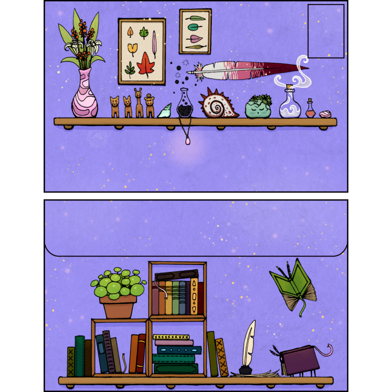 Enveloppe bric-à-brac et livres vivants