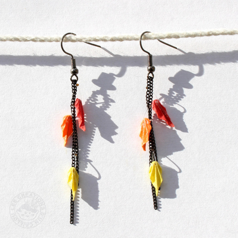 Boucles d'oreilles chaînette de feuilles