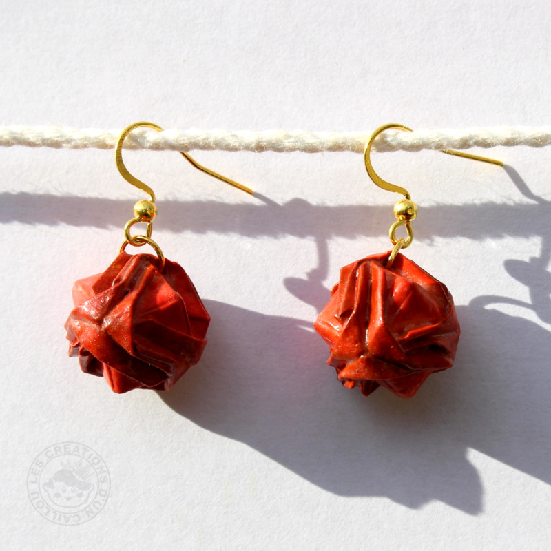 Boucles d'oreilles bijoux japonais rouges