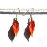 Boucles d'oreilles feuilles rouges orangées