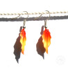Boucles d'oreilles feuilles jaunes orangées