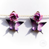 Clips d'oreilles roses et papillons violets