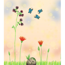 Enveloppe caillou et fleurs sauvages