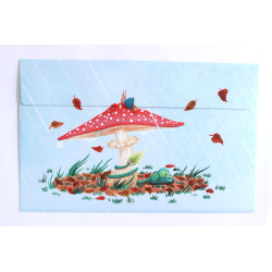 Enveloppe champignon sous la pluie