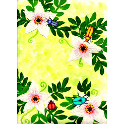 Marque-page grandes fleurs et coléoptères