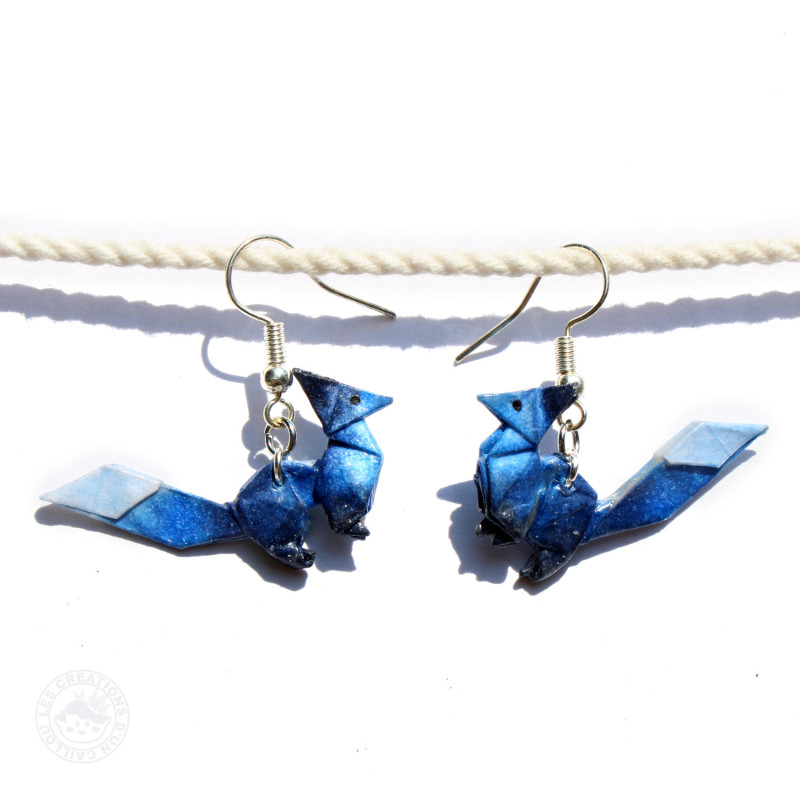 Boucles d'oreilles renards bleus
