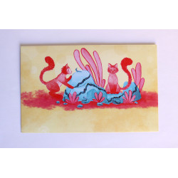 Enveloppe chats rouges et rochers bleus