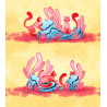 Enveloppe chats rouges et rochers bleus