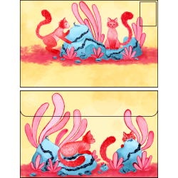 Enveloppe chats rouges et...