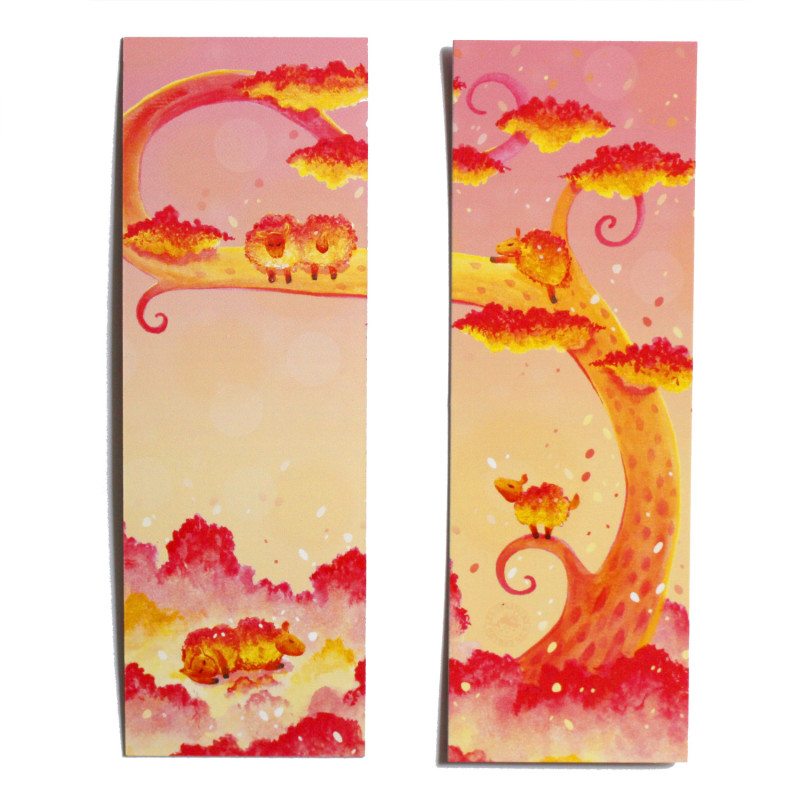 Marque-page moutons et arbre nuage